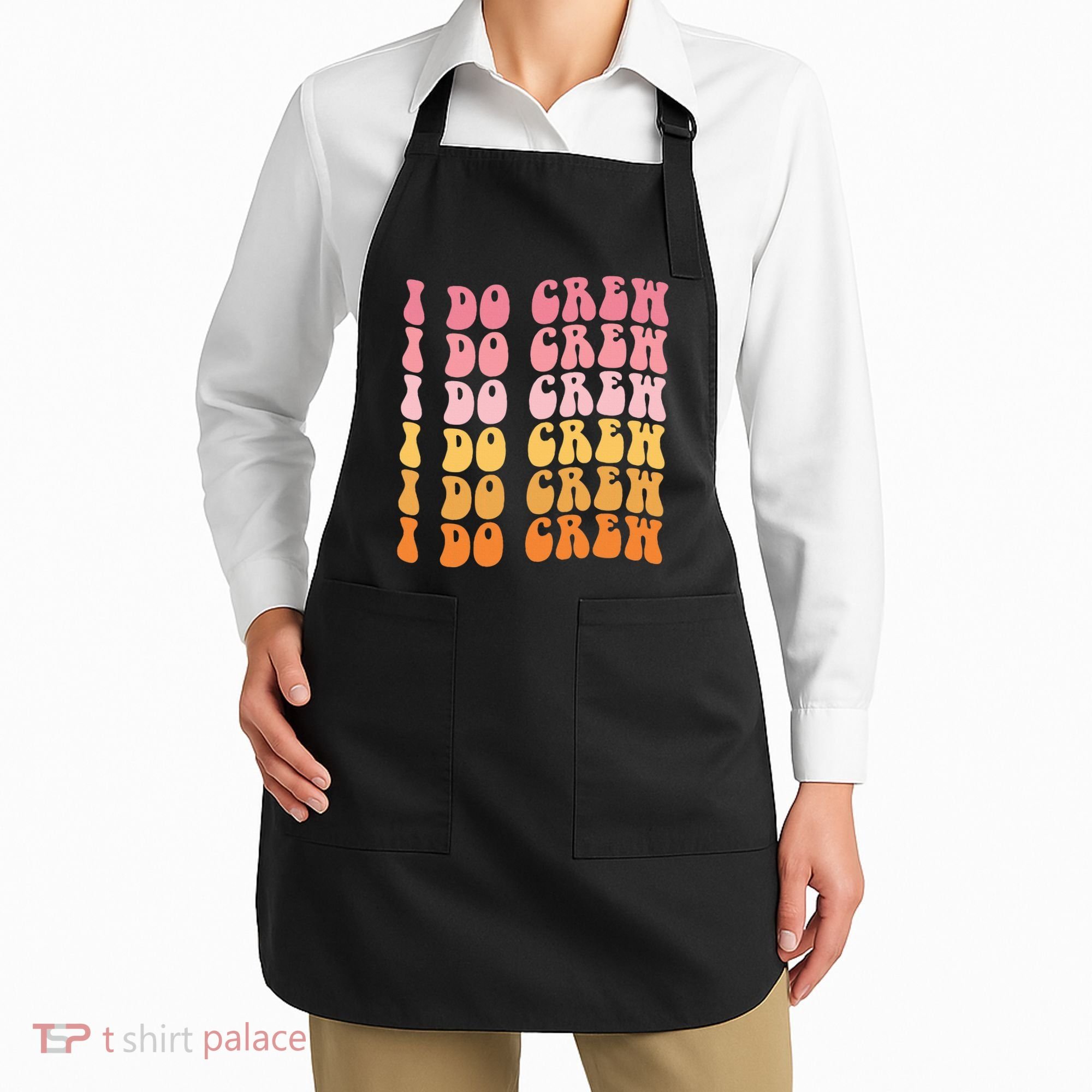 Groovy I Do Crew Bride Squad Wedding Bachelorette Party Apron