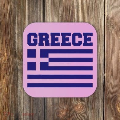 Greece Independence Day Greek Flag Heart Coaster