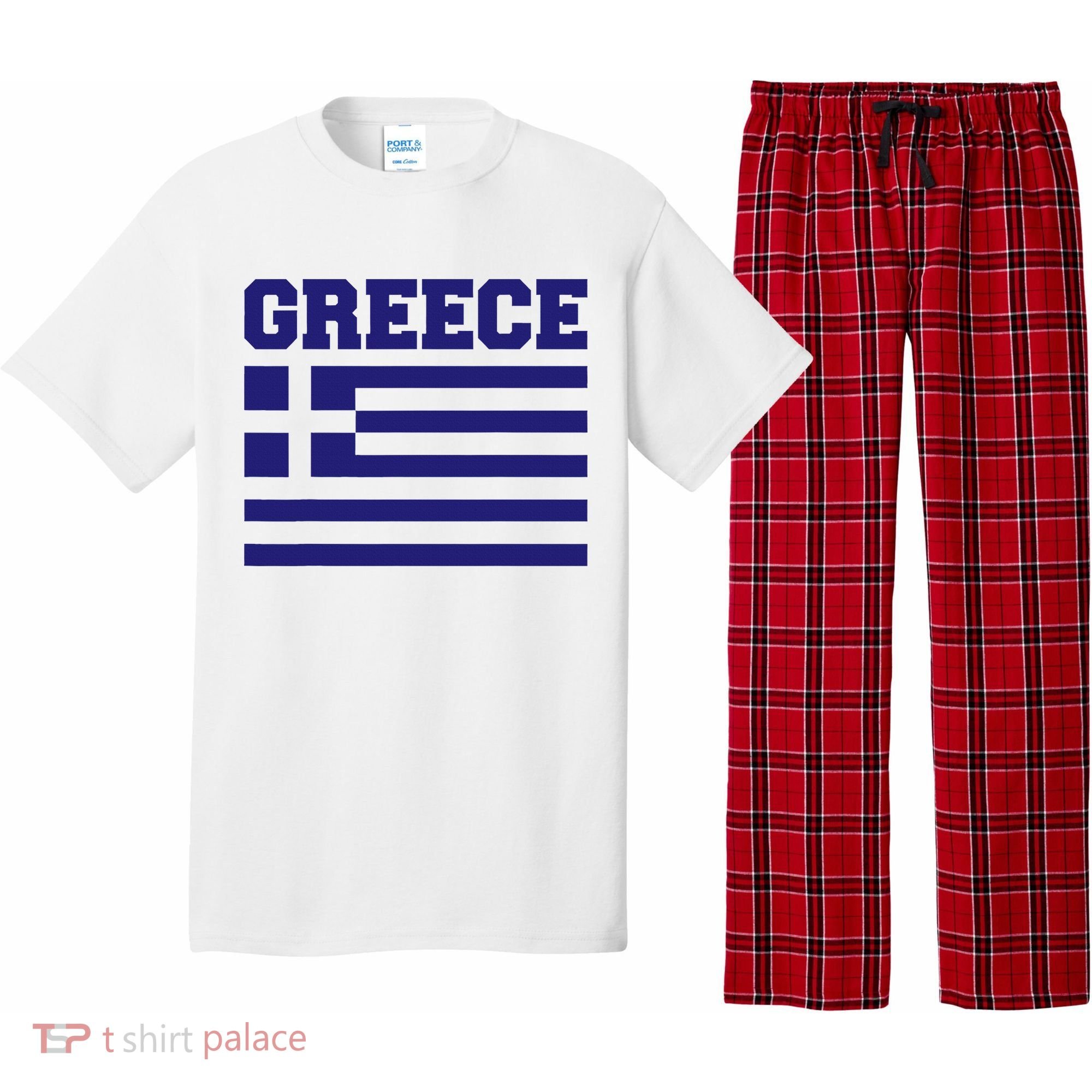 Greece Independence Day Greek Flag Heart Pajama Set