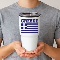 Greece Independence Day Greek Flag Heart Tumbler thumb 2