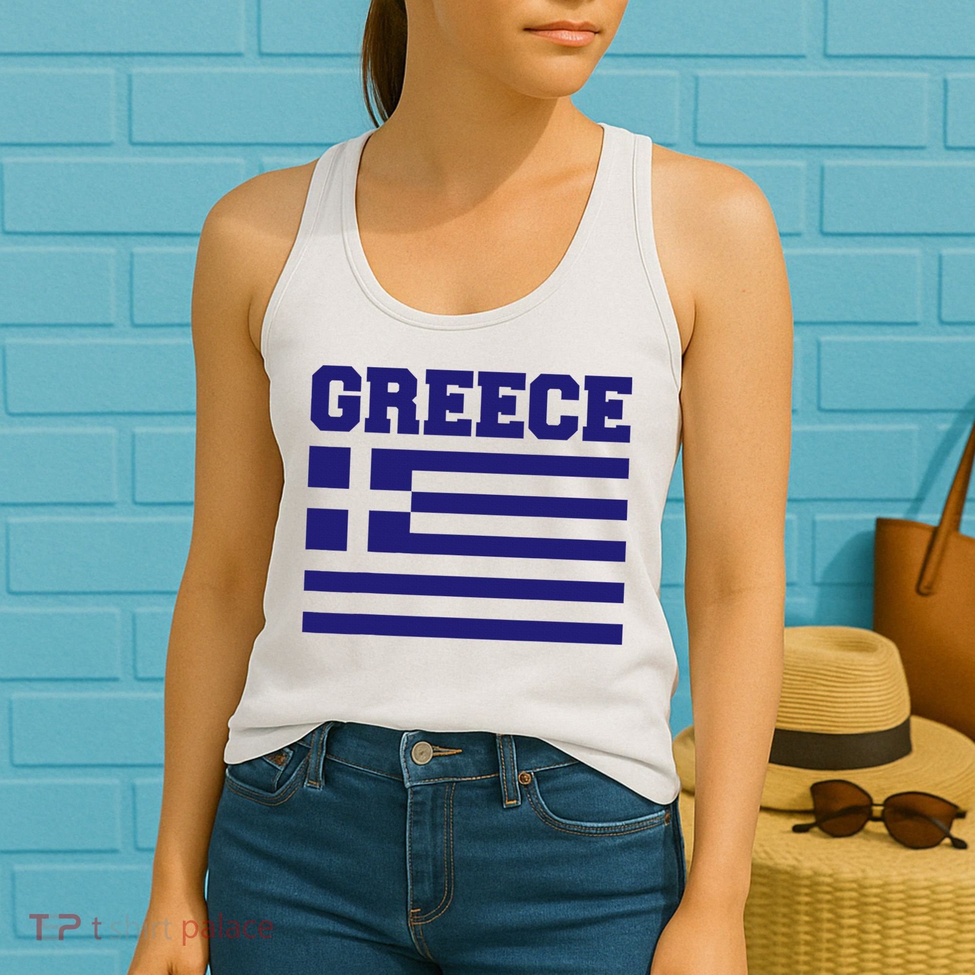 Greece Independence Day Greek Flag Heart Women's Tank Top