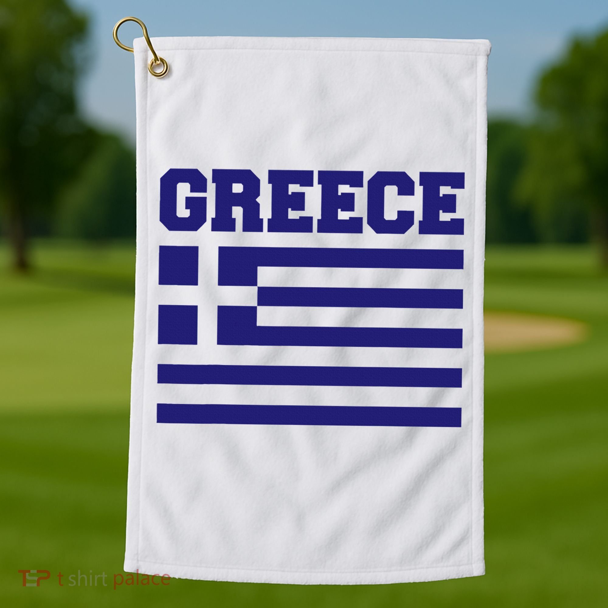Greece Independence Day Greek Flag Heart Golf Towel