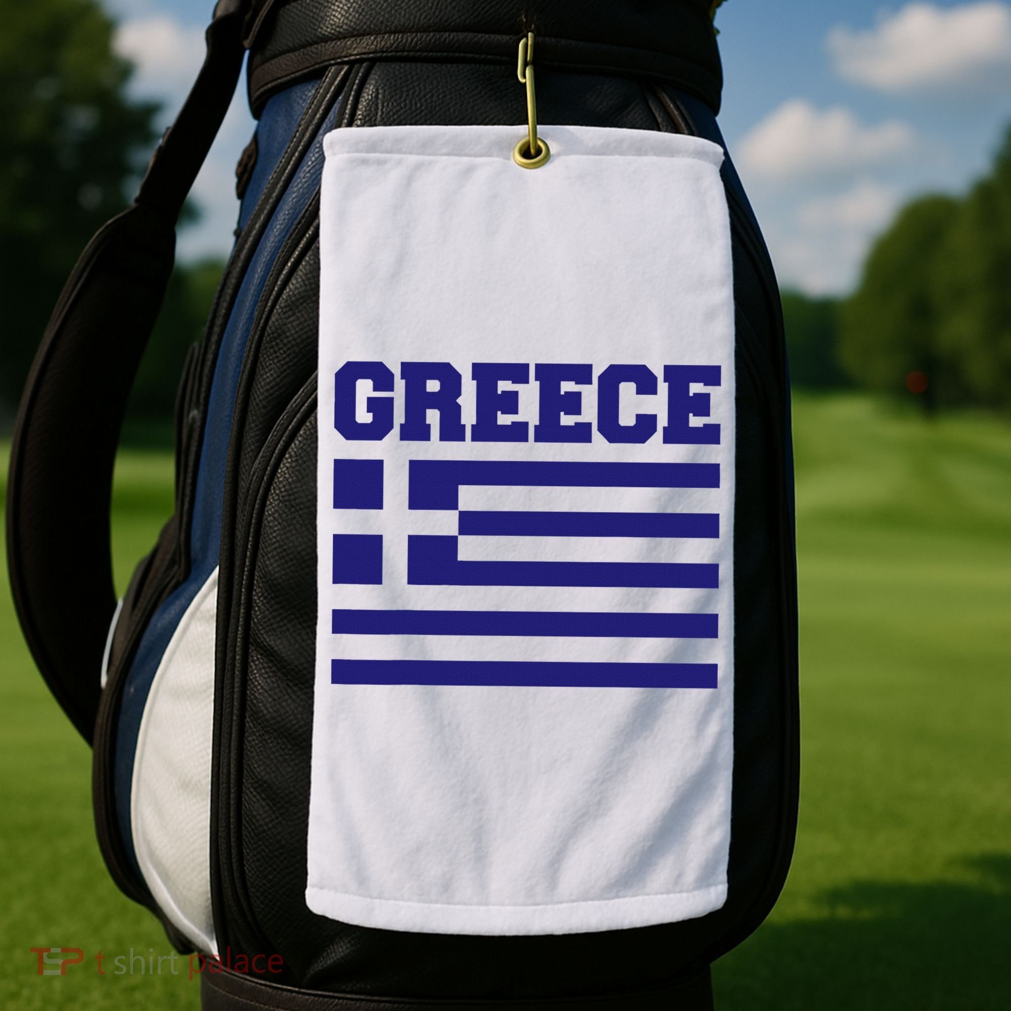 Greece Independence Day Greek Flag Heart Golf Towel