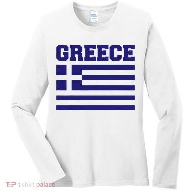 Greece Independence Day Greek Flag Heart Women's Long Sleeve Shirt