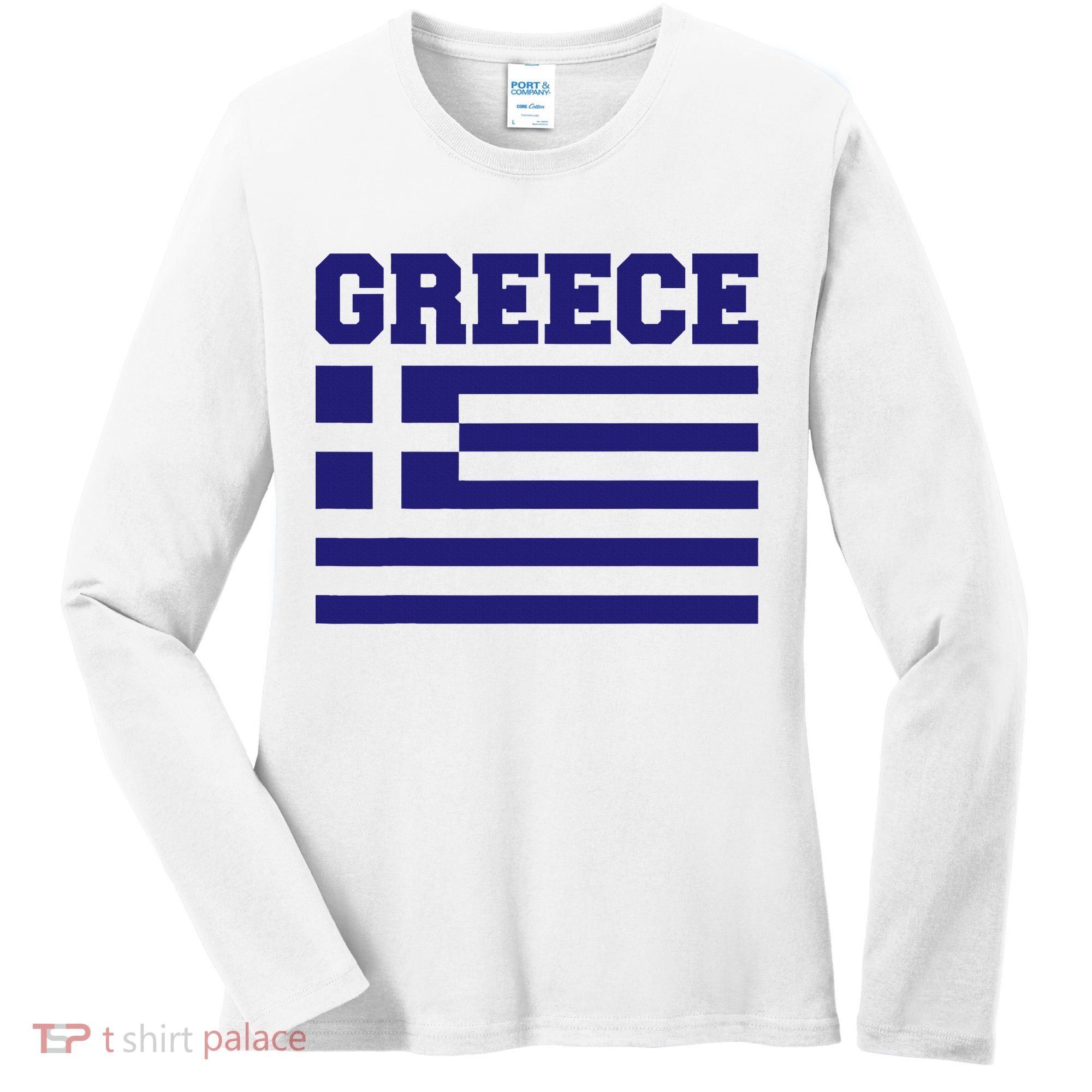 Greece Independence Day Greek Flag Heart Women's Long Sleeve Shirt