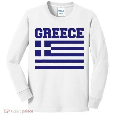Greece Independence Day Greek Flag Heart Kids Long Sleeve Shirt
