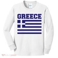 Greece Independence Day Greek Flag Heart Kids Long Sleeve Shirt thumb 0