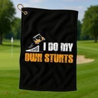 Golfing I Do My Own Stunts Golf Cart Funny Golf Player Golf Towel thumb 1