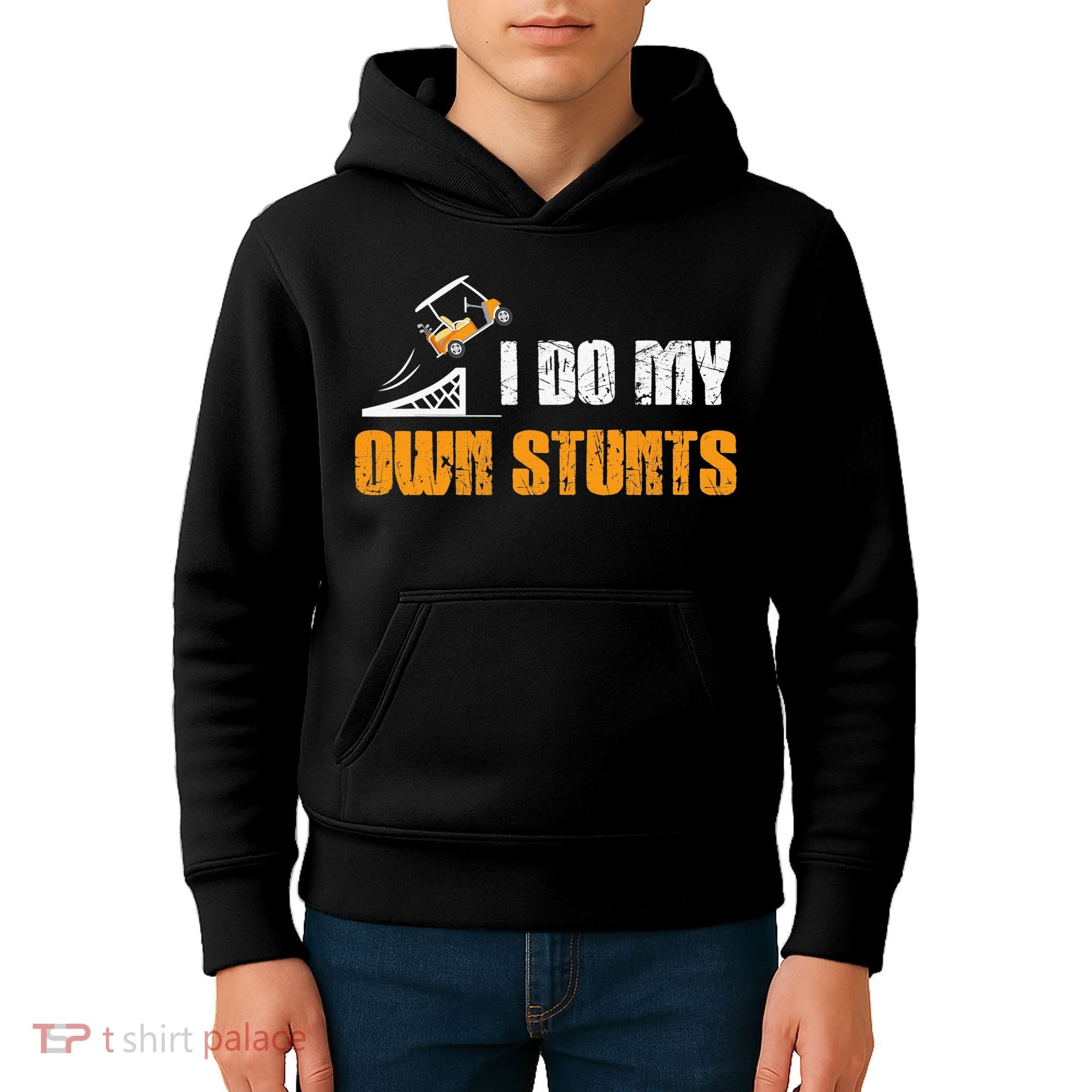 Golfing I Do My Own Stunts Golf Cart Funny Golf Player Kids Hoodie