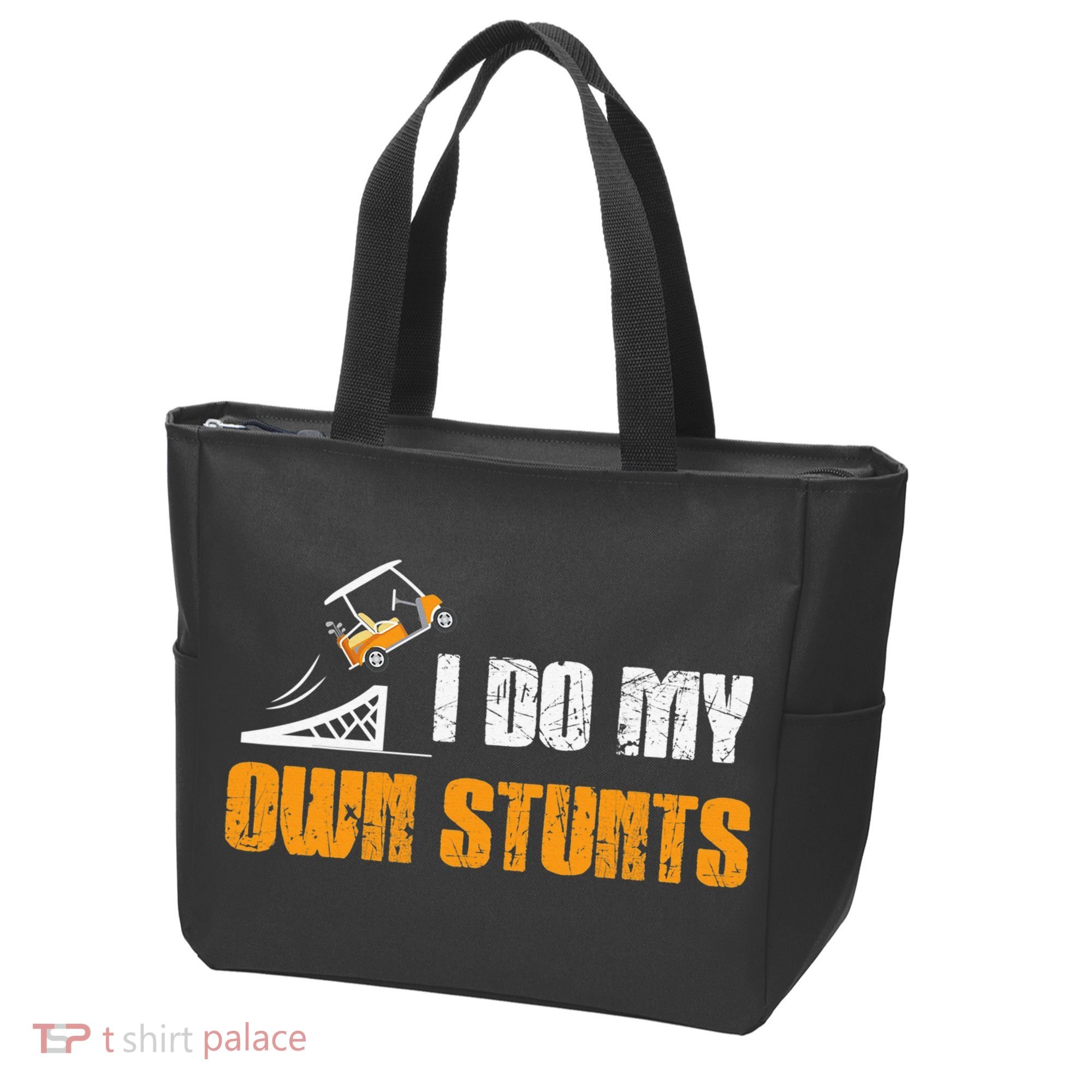 Golfing I Do My Own Stunts Golf Cart Funny Golf Player Tote Bag