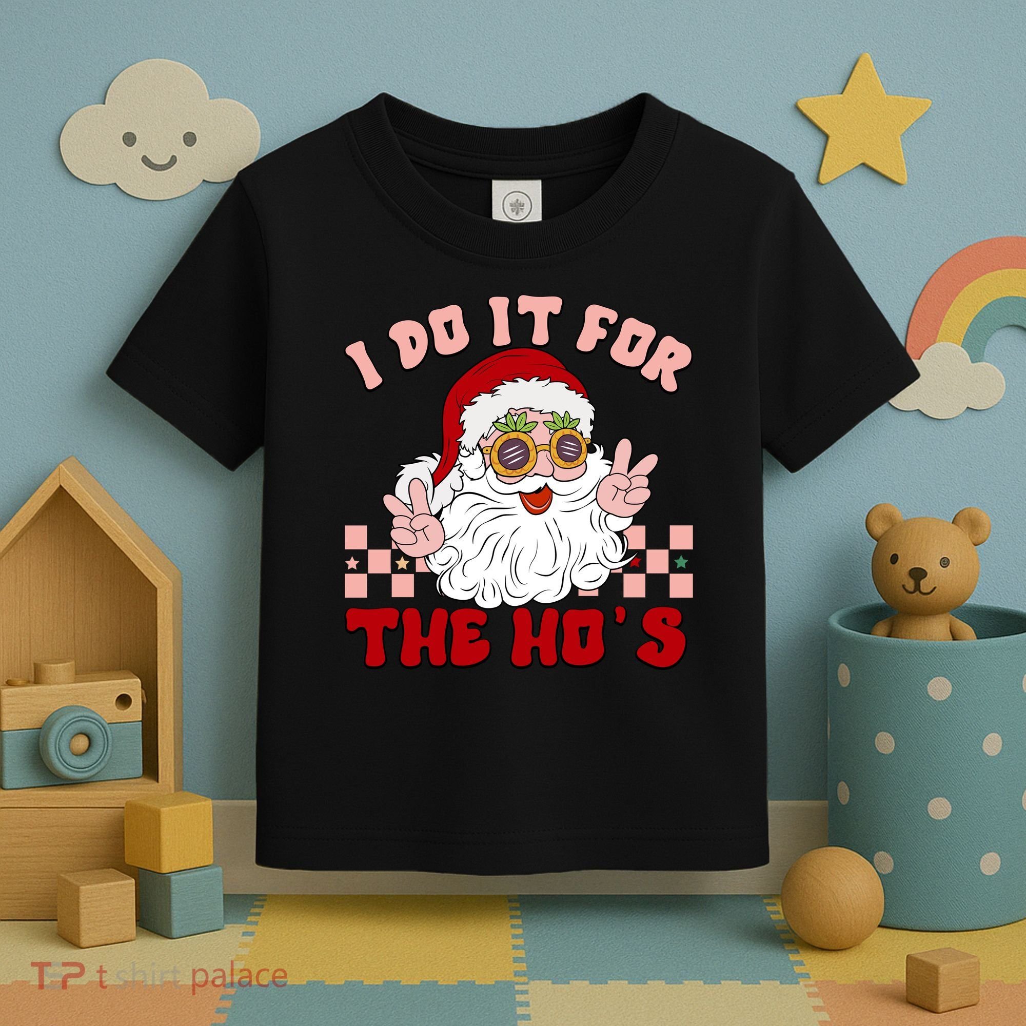 Groovy I Do It For The Ho's Funny Inappropriate Christmas Santa Toddler T-Shirt