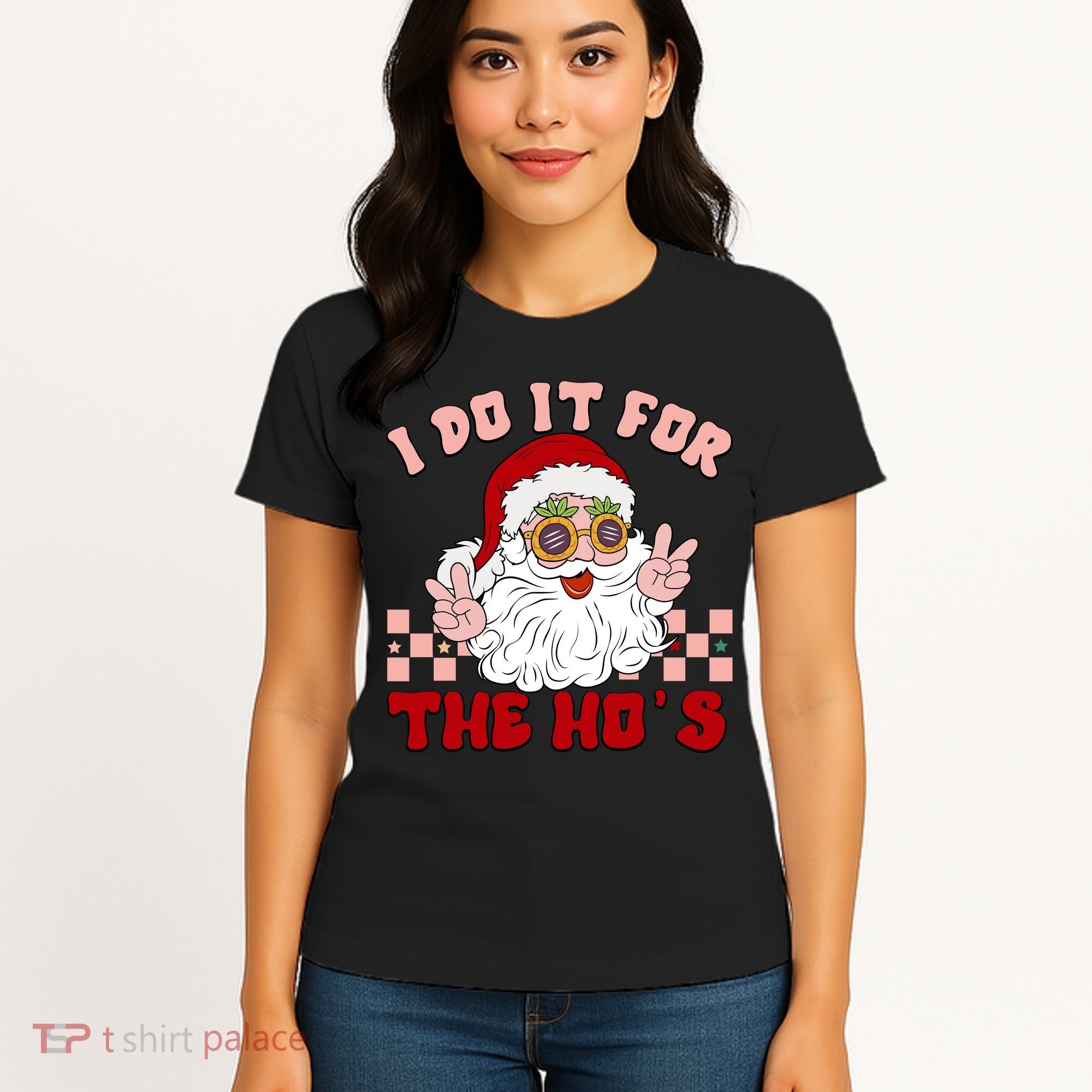 Groovy I Do It For The Ho's Funny Inappropriate Christmas Santa Women's T-Shirt
