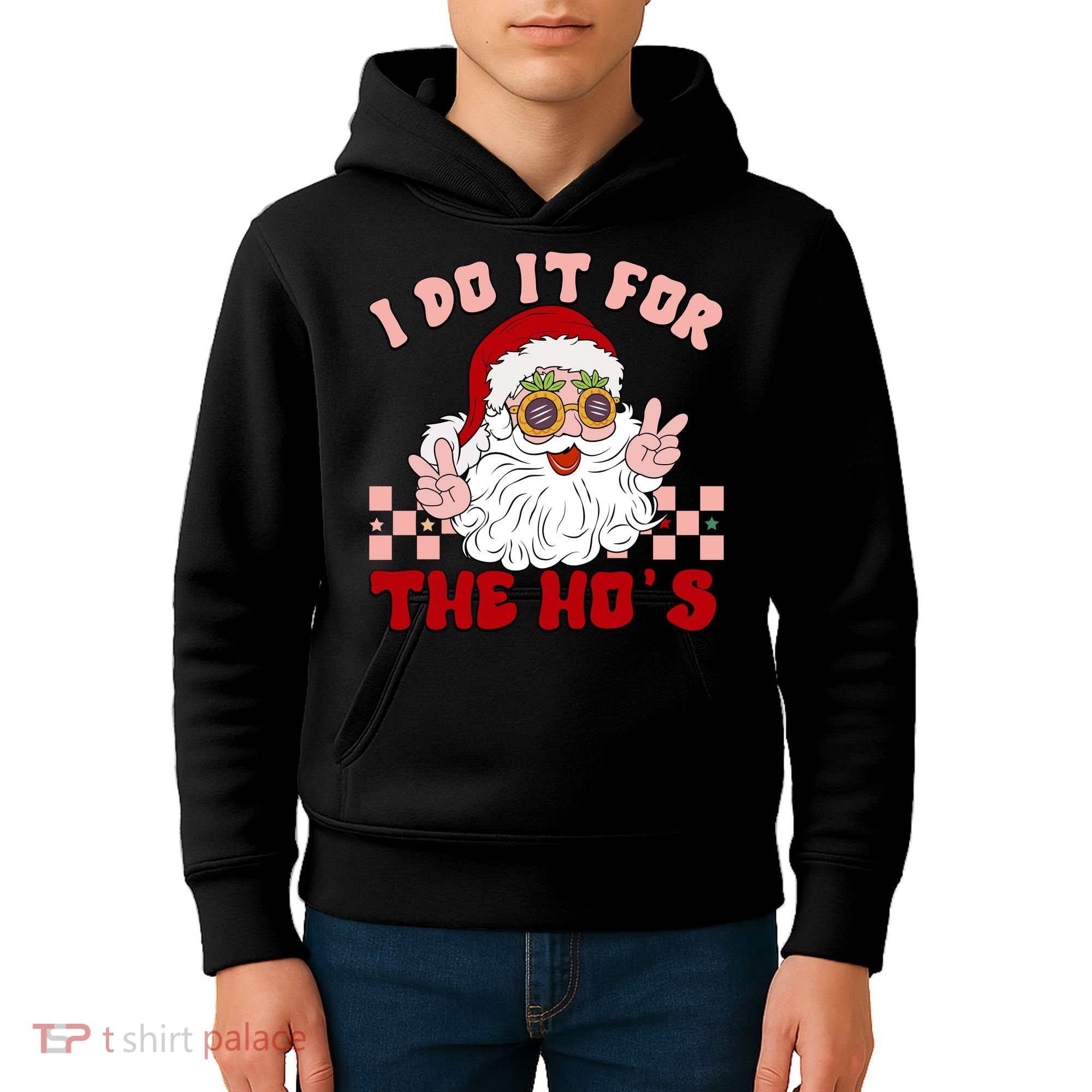 Groovy I Do It For The Ho's Funny Inappropriate Christmas Santa Kids Hoodie