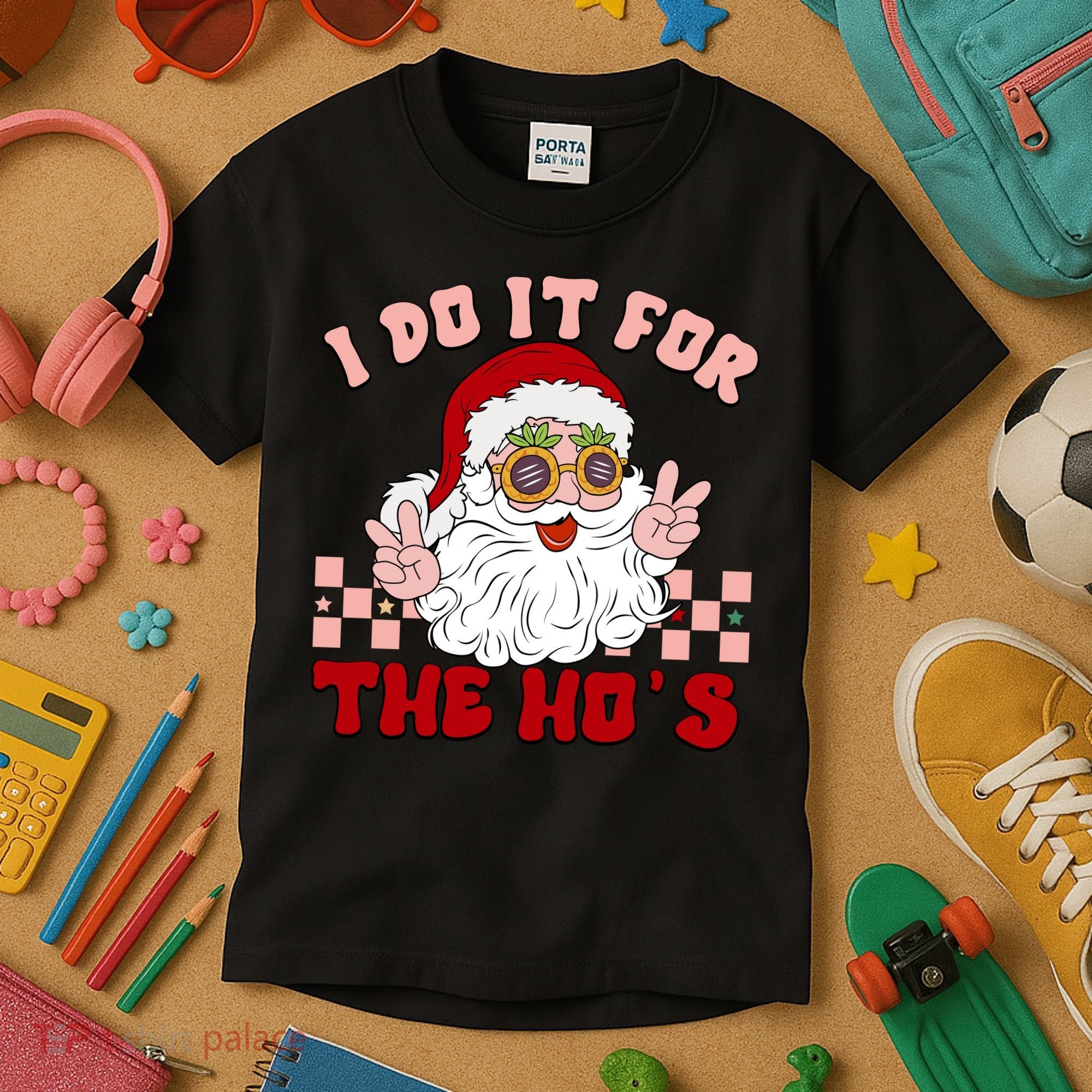 Groovy I Do It For The Ho's Funny Inappropriate Christmas Santa Kids T-Shirt
