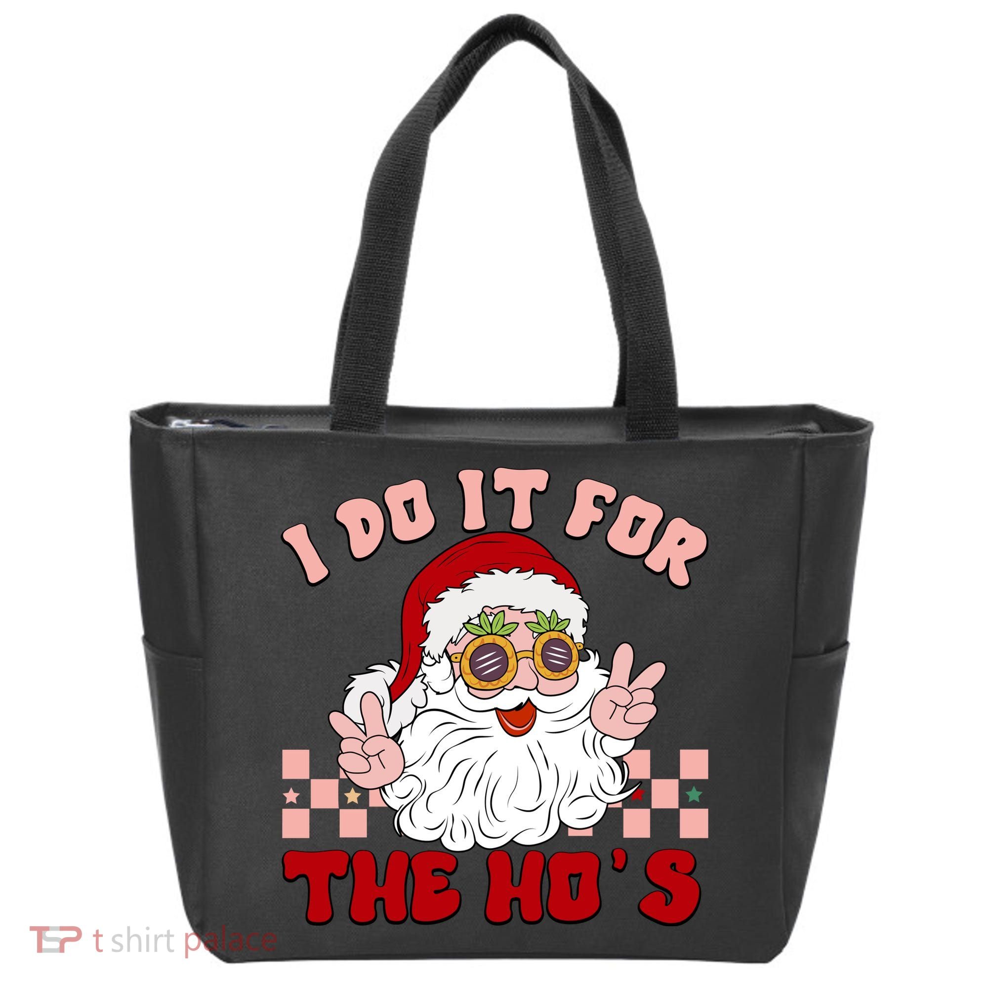 Groovy I Do It For The Ho's Funny Inappropriate Christmas Santa Tote Bag