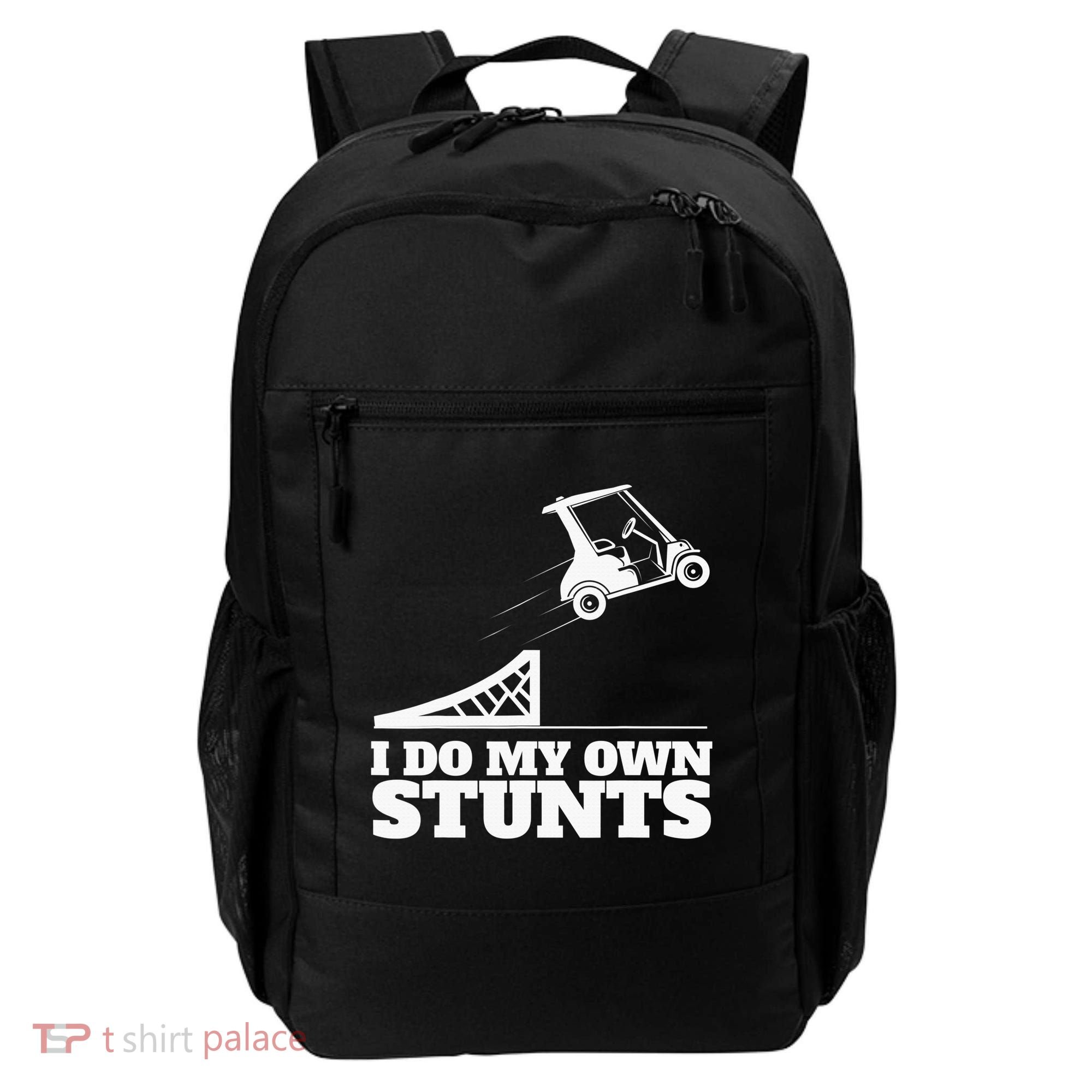 Golfing I Do My Own Stunts Golf Cart Golf Player Backpack