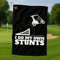 Golfing I Do My Own Stunts Golf Cart Golf Player Golf Towel thumb 1