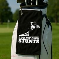 Golfing I Do My Own Stunts Golf Cart Golf Player Golf Towel thumb 2