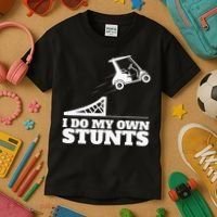 Golfing I Do My Own Stunts Golf Cart Golf Player Kids T-Shirt thumb 3