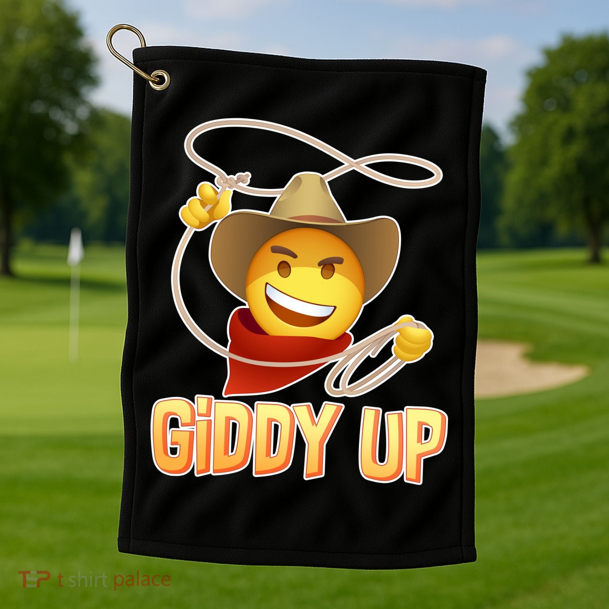 Giddy Up Cowboy Emoji  Golf Towel