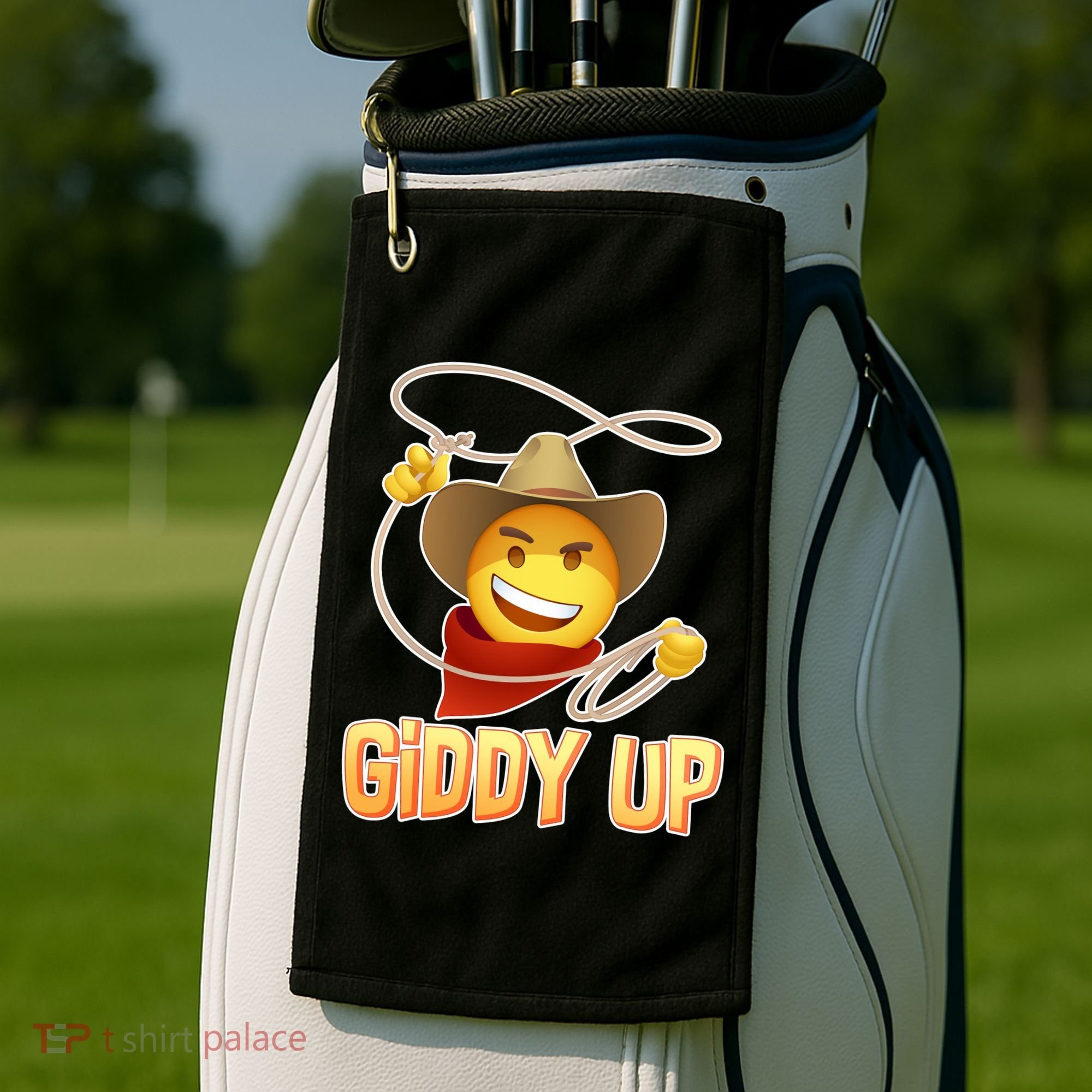 Giddy Up Cowboy Emoji  Golf Towel