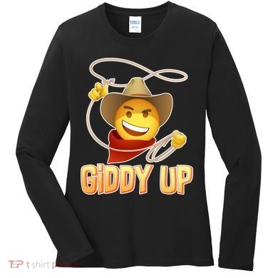 Giddy Up Cowboy Emoji  Women's Long Sleeve Shirt
