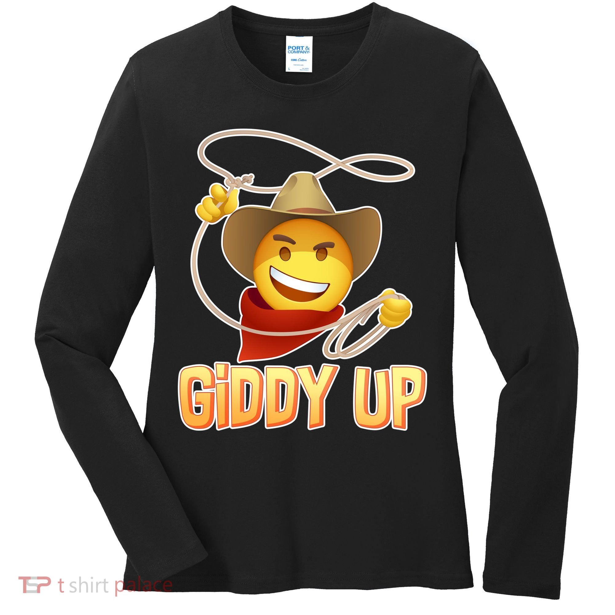 Giddy Up Cowboy Emoji  Women's Long Sleeve Shirt