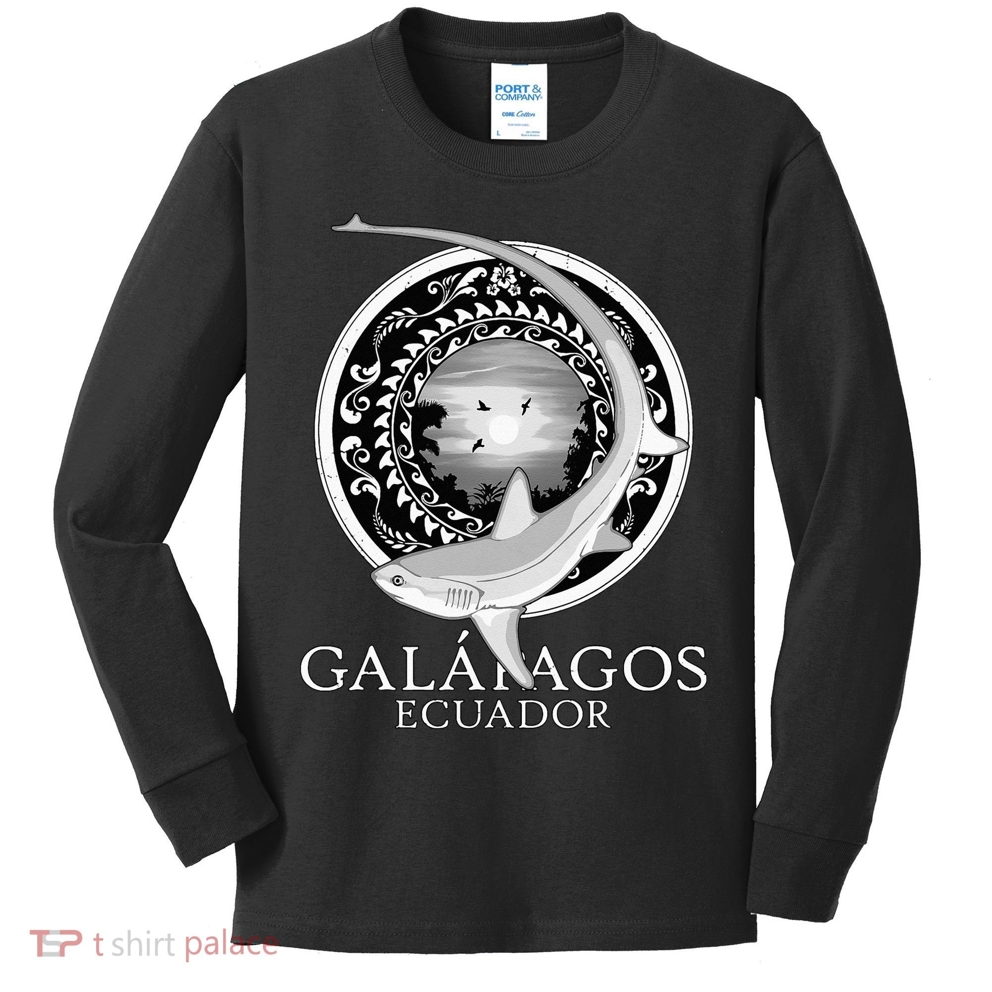 Galapagos Islands Ecuador Thresher Shark Kids Long Sleeve Shirt