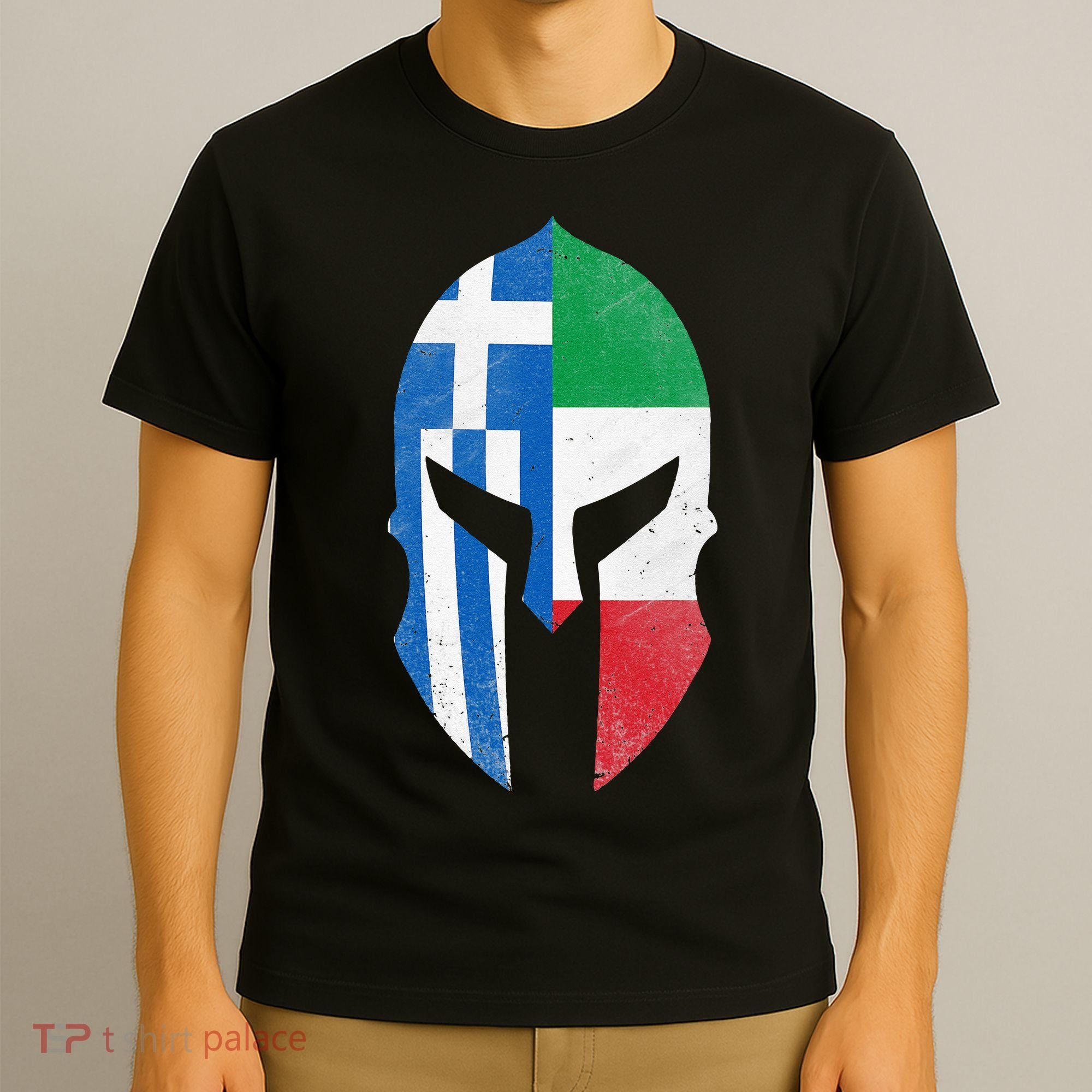 Greece Italy Flag Italian Greek Roots Helmet T-Shirt