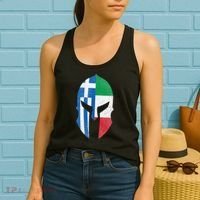 Greece Italy Flag Italian Greek Roots Helmet Women's Tank Top thumb 2