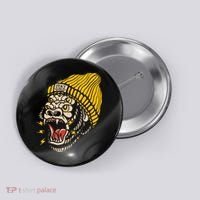 Gorilla Inked Flash Old School Ink Addict Traditional Tattoo Button thumb 0