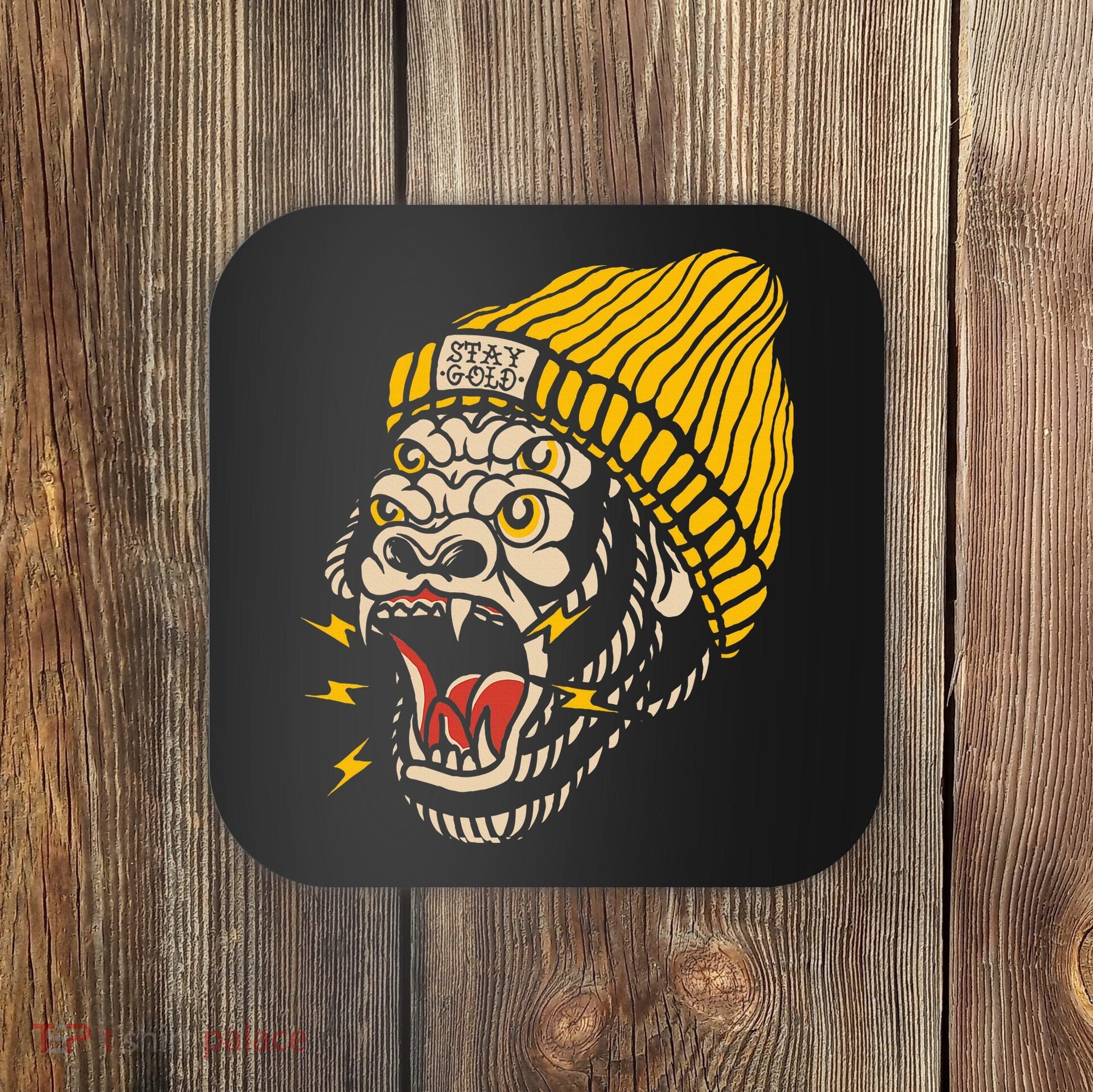 Gorilla Inked Flash Old School Ink Addict Traditional Tattoo Coaster