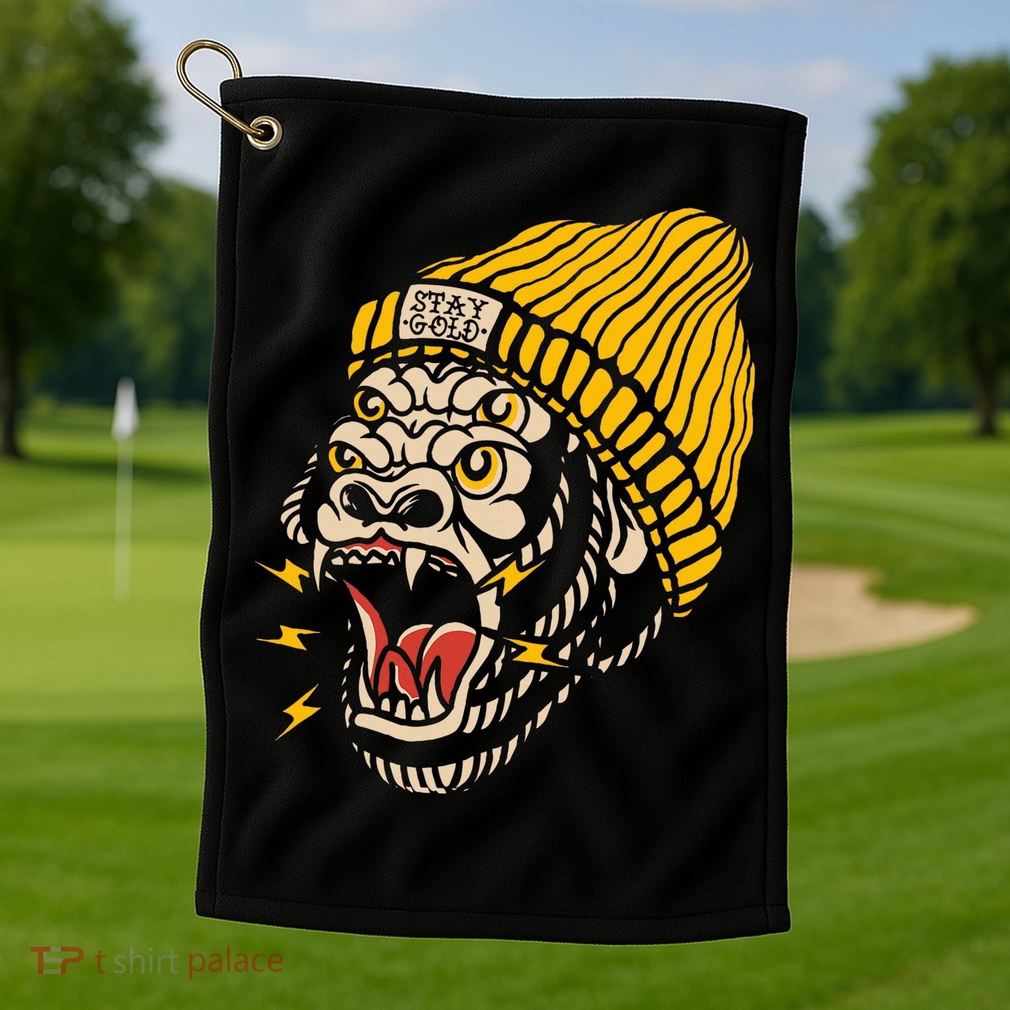 Gorilla Inked Flash Old School Ink Addict Traditional Tattoo Golf Towel