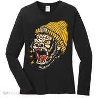 Gorilla Inked Flash Old School Ink Addict Traditional Tattoo Women's Long Sleeve Shirt thumb 0