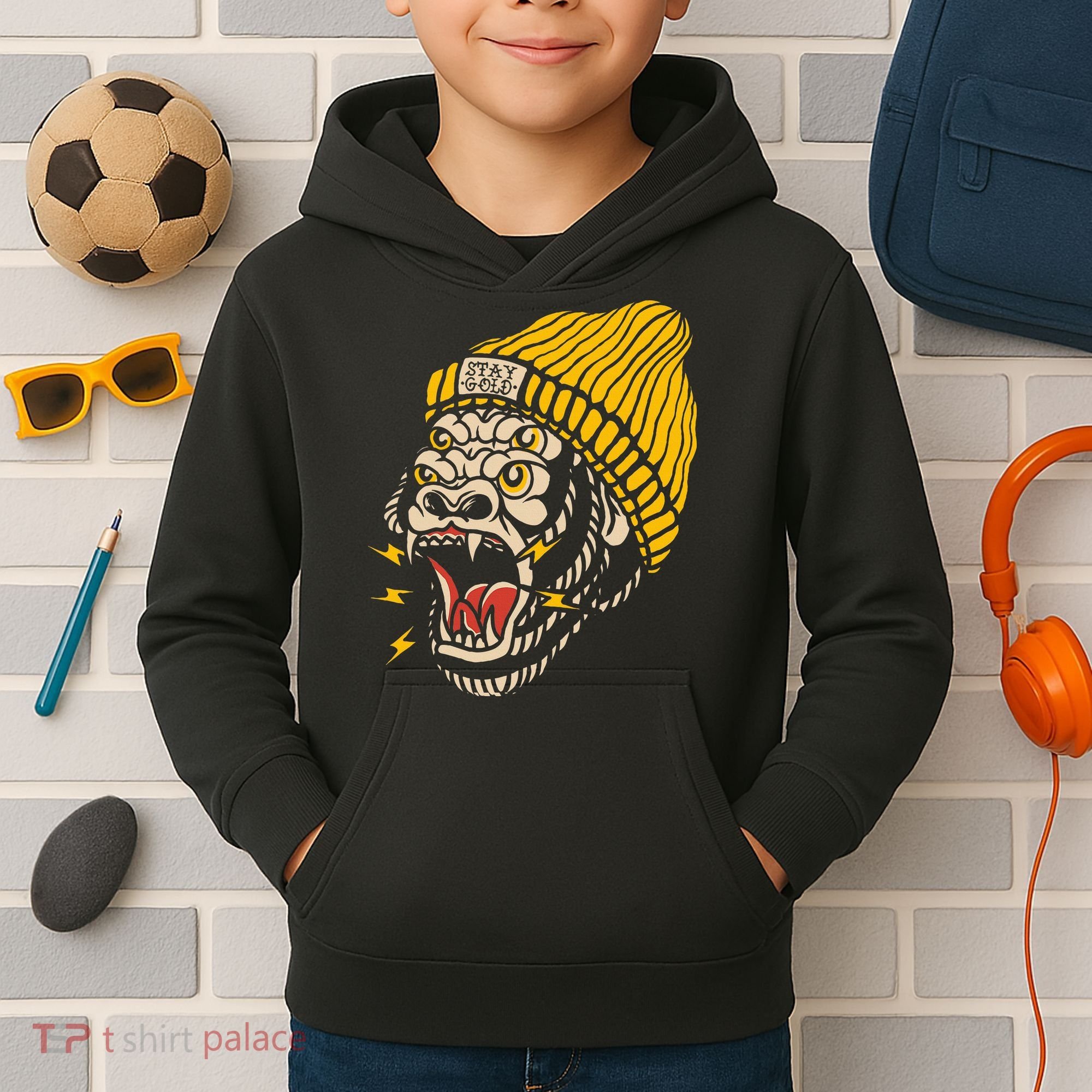 Gorilla Inked Flash Old School Ink Addict Traditional Tattoo Kids Hoodie