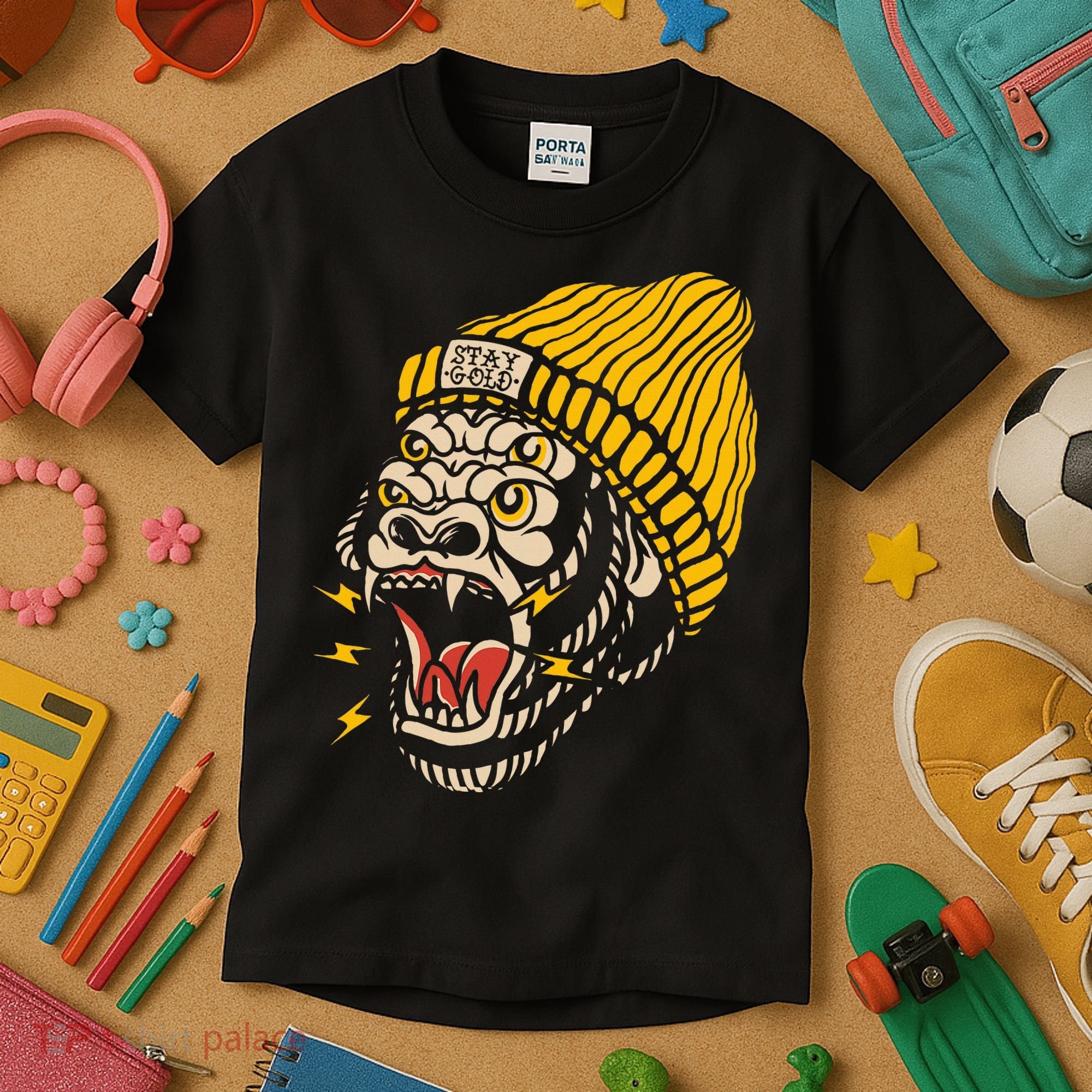 Gorilla Inked Flash Old School Ink Addict Traditional Tattoo Kids T-Shirt
