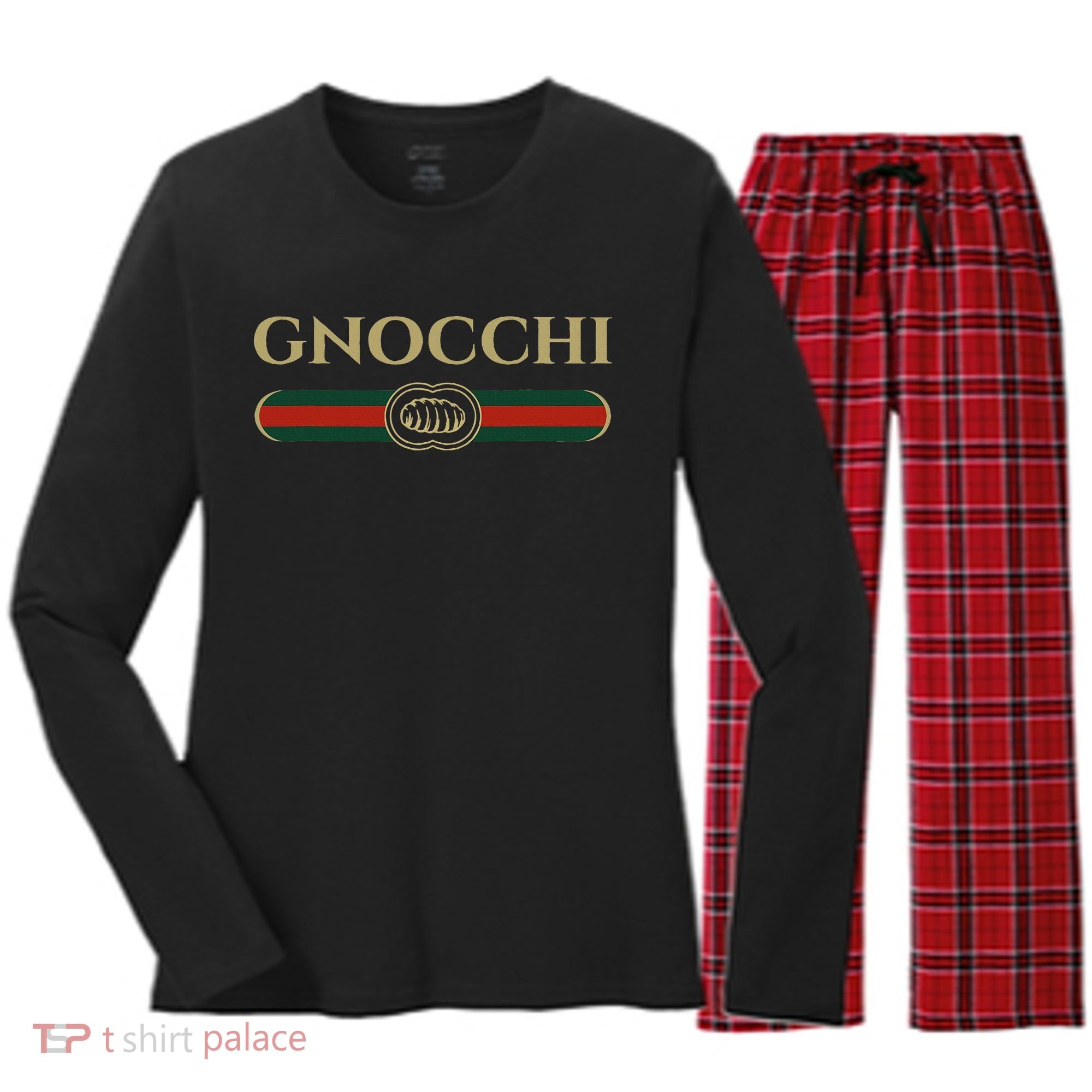 Gnocchi In Fun Logo Style Women's Long Sleeve Flannel Pajama Set 