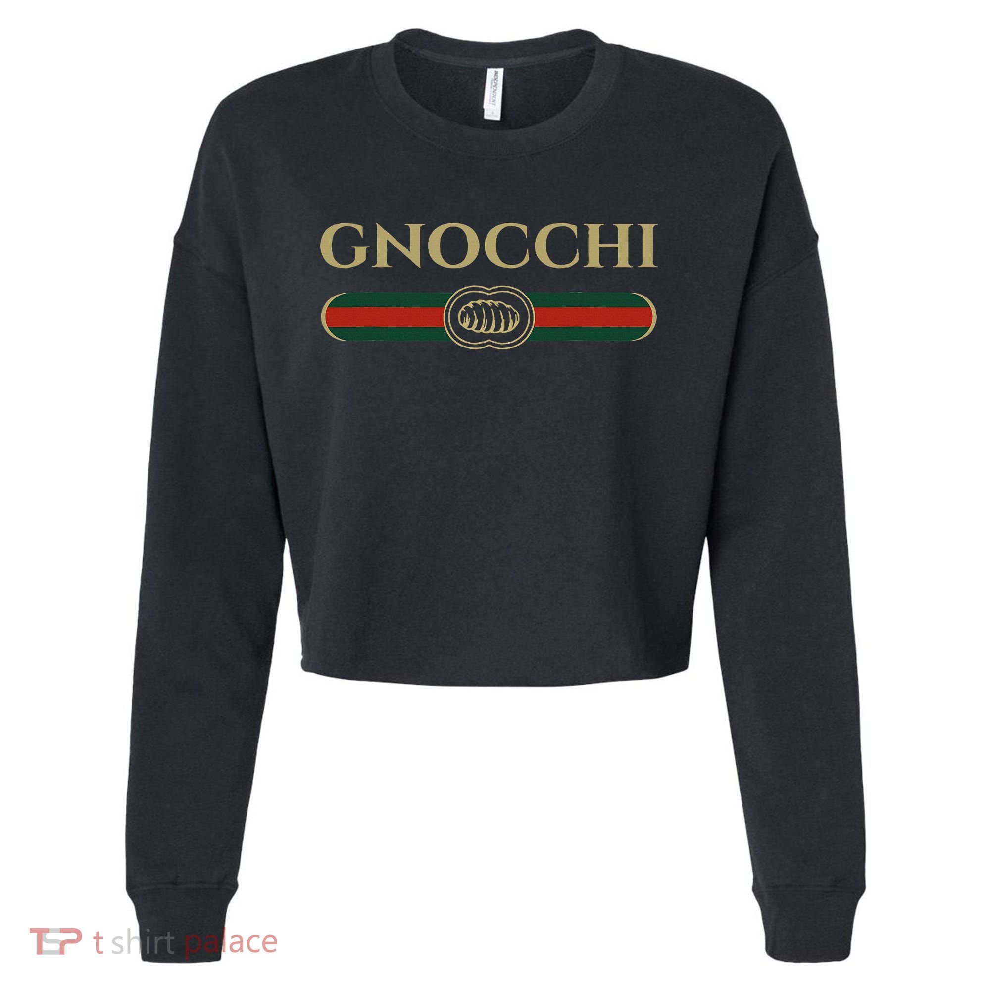Gnocchi In Fun Logo Style Cropped Pullover Crew
