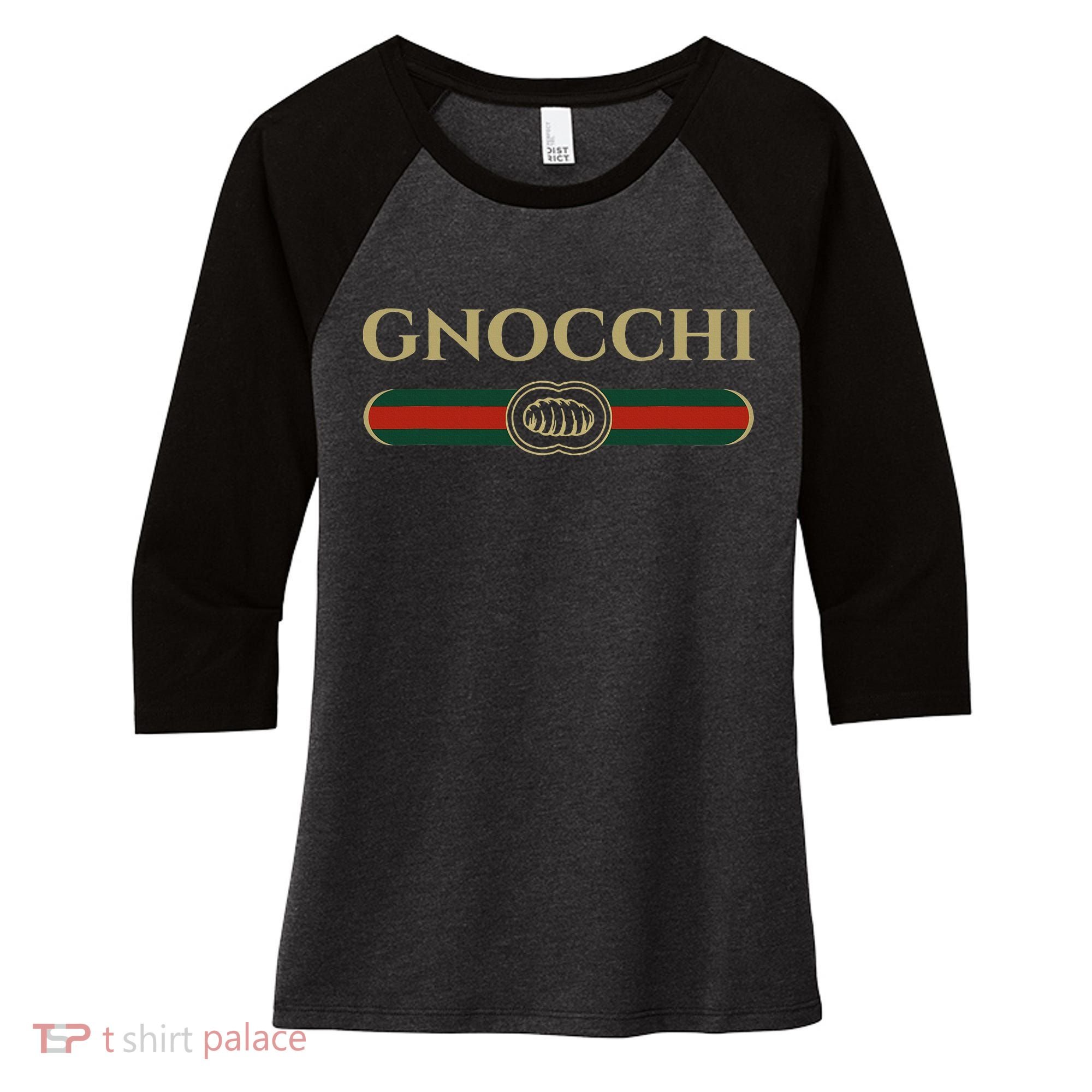 Gnocchi In Fun Logo Style Women's Tri-Blend 3/4-Sleeve Raglan Shirt