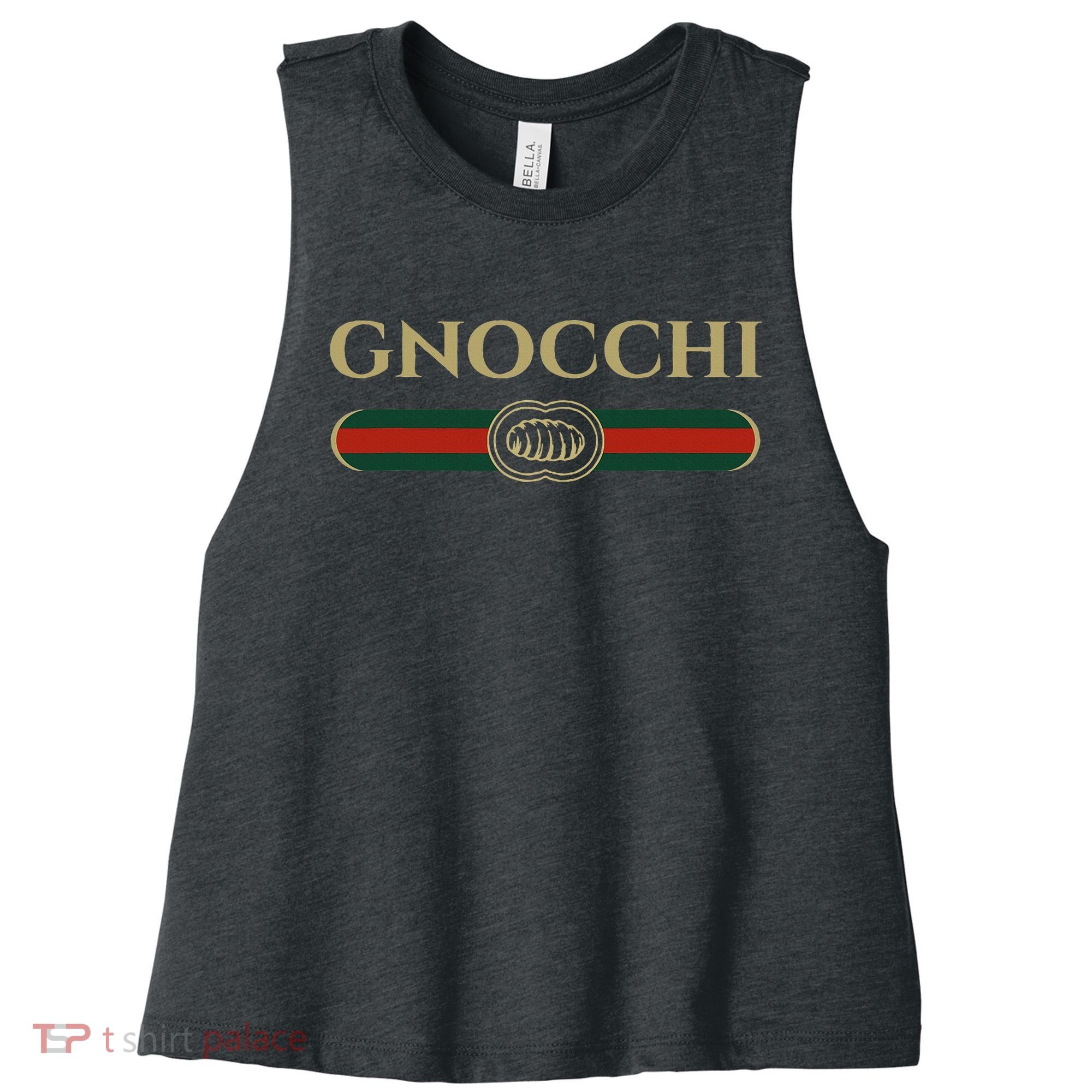 Gnocchi In Fun Logo Style Women's Racerback Cropped Tank