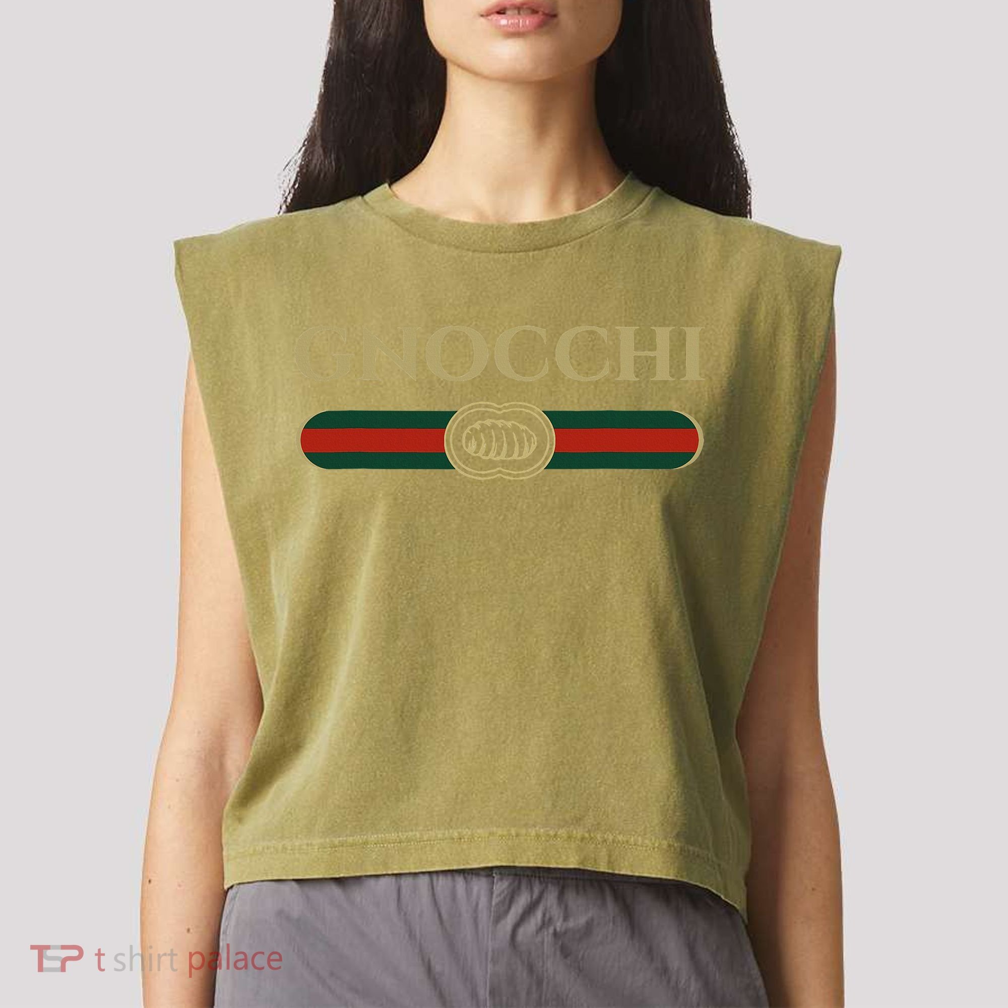 Gnocchi In Fun Logo Style Garment-Dyed Women's Muscle Tee
