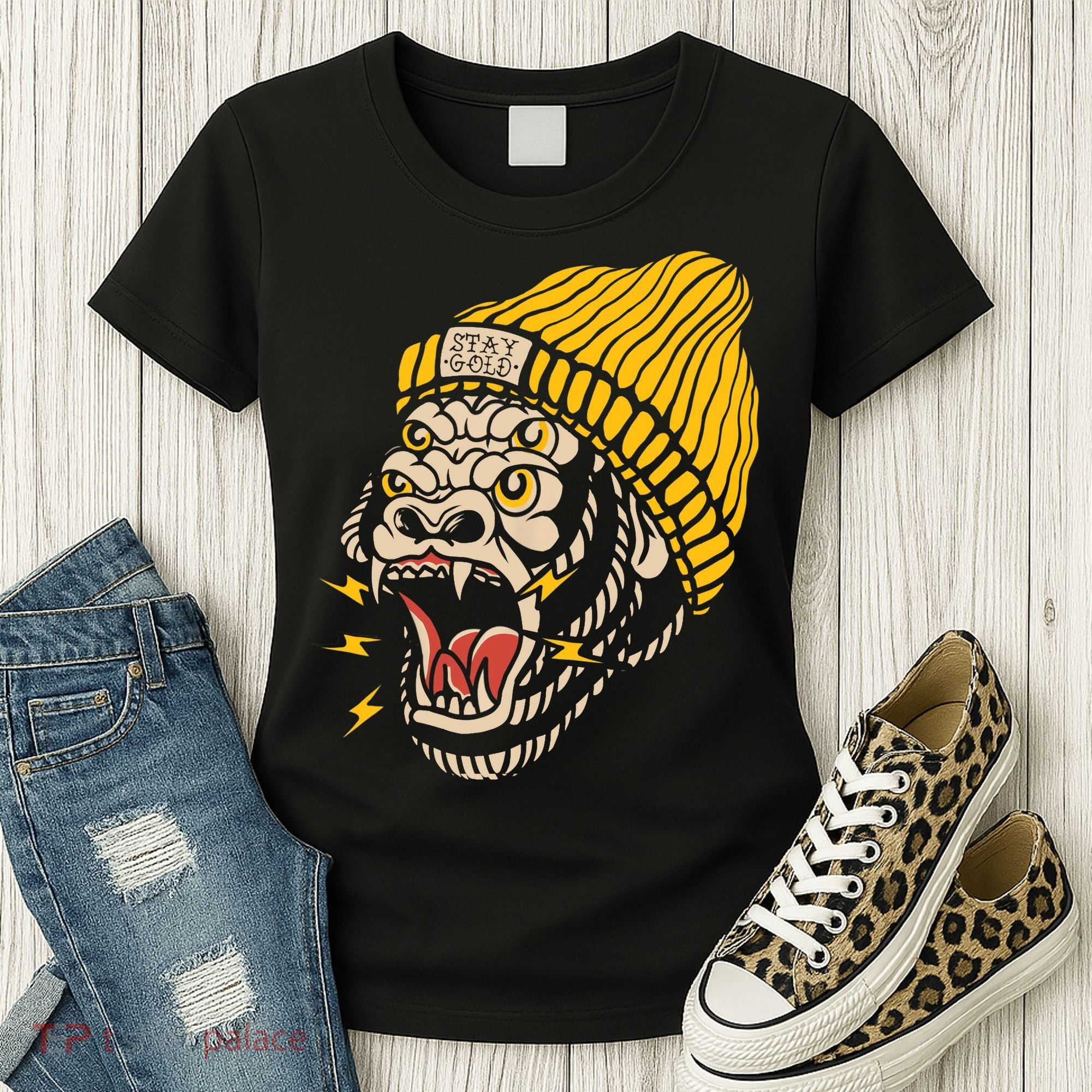 Gorilla Inked Flash Old School Ink Addict Traditional Tattoo Women's T-Shirt