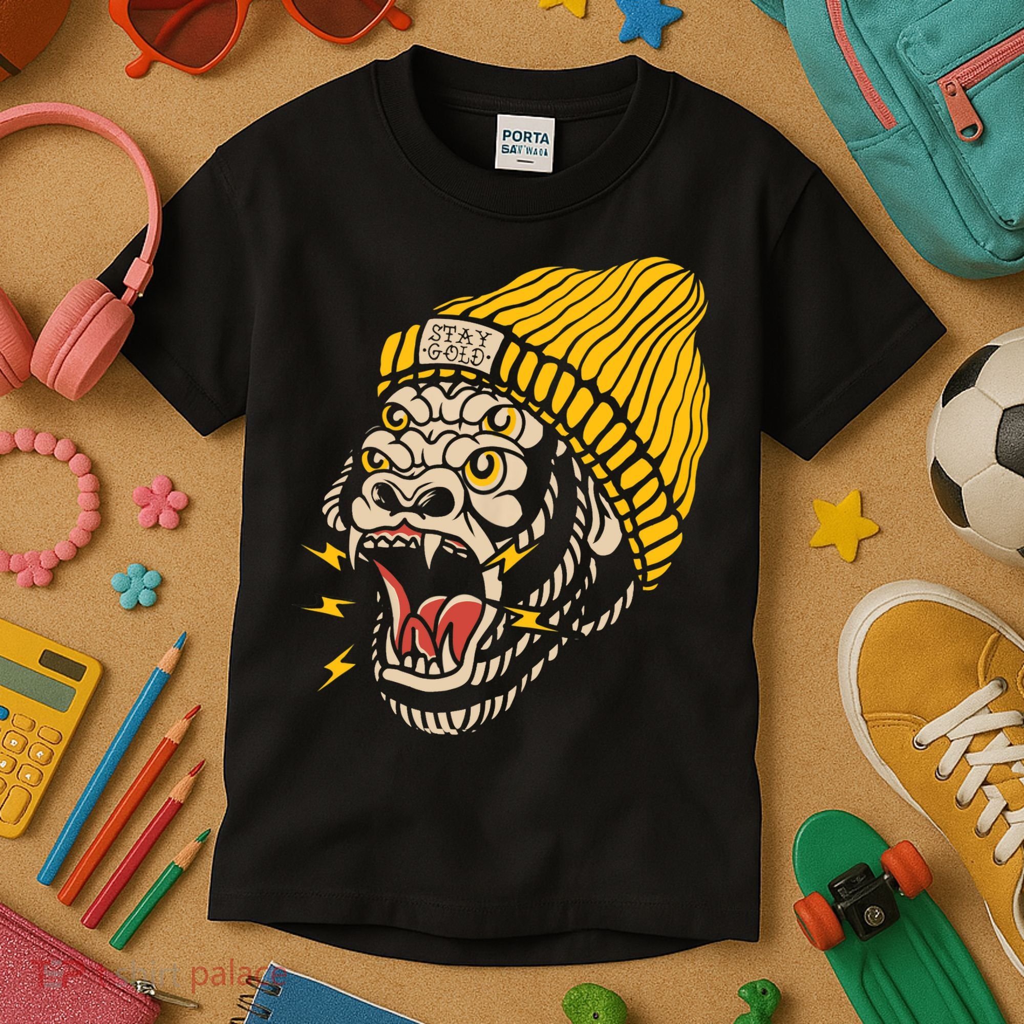 Gorilla Inked Flash Old School Ink Addict Traditional Tattoo Kids T-Shirt