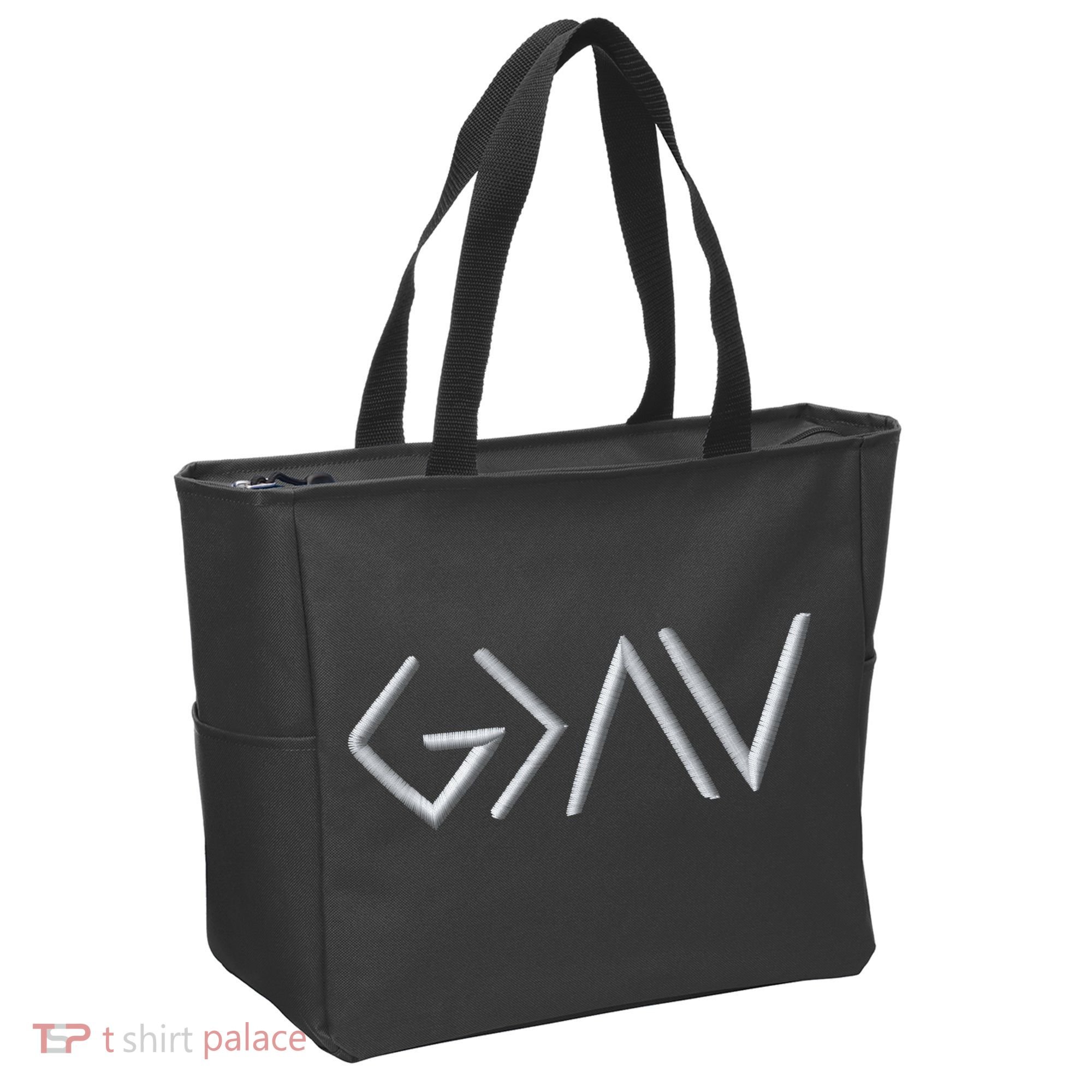 God Is Greater Than The Highs And Lows Embroidered Embroidered Tote Bag