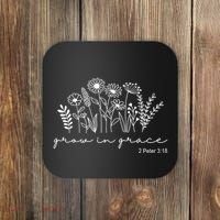 Grow In Grace 2 Peter 3:18 Floral Coaster thumb 0