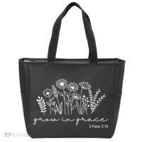 Grow In Grace 2 Peter 3:18 Floral Tote Bag thumb 0