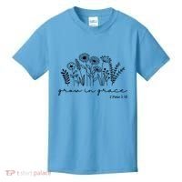 Grow In Grace 2 Peter 3:18 Floral Kids T-Shirt thumb 0