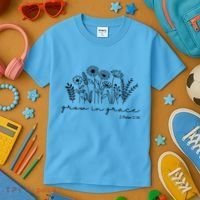 Grow In Grace 2 Peter 3:18 Floral Kids T-Shirt thumb 3