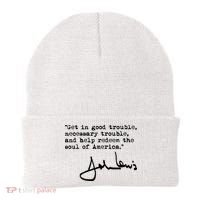 Get In Good Necessary Trouble John Lewis Social Justice Gift Beanie thumb 0