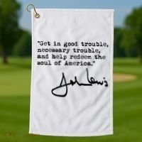 Get In Good Necessary Trouble John Lewis Social Justice Gift Golf Towel thumb 1